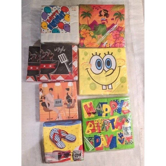 NOS Party Napkins SpongeBob Tiki Hula Birthday Girl SquarePants Paper Lot Funny - Picture 7 of 8